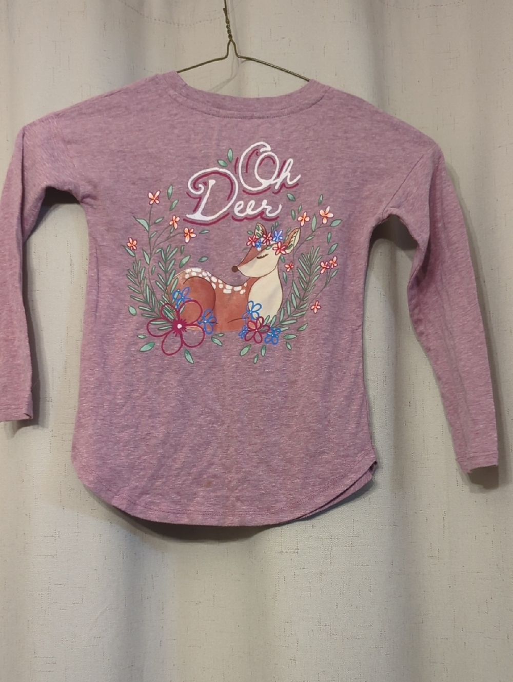 Girls' Lavender 'Oh Deer' Long Sleeve Graphic Tee